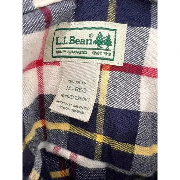 Men's L.L. Bean Blue Yellow Red Plaid Flannel Button Long Sleeve Shirt - MEDIUM - Picture 7 of 10